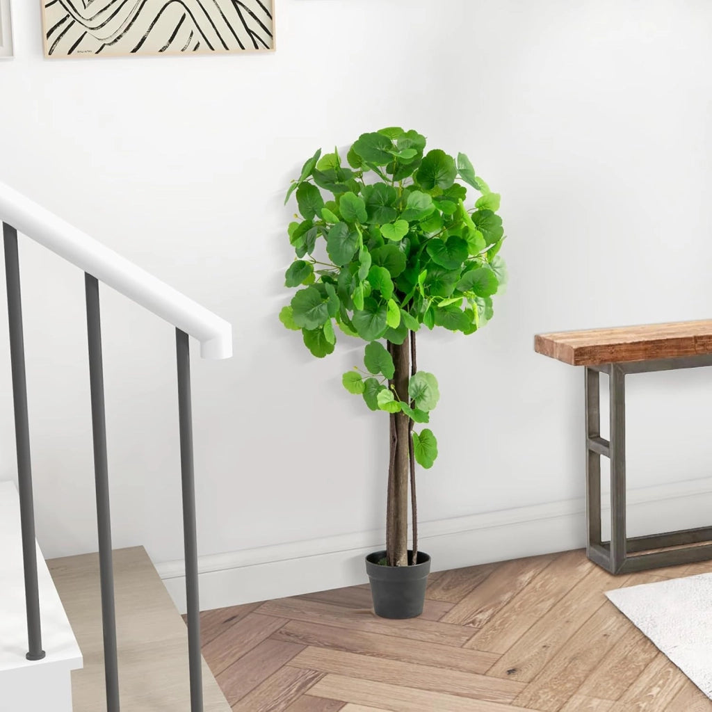 Albero di Begonia Artificiale da 110 CM, Pianta Finta in Vaso con Tronco in Legno Reale, Rami Regolabili, Erba Finta, Pianta da Pavimento per Casa, Ufficio e Matrimonio