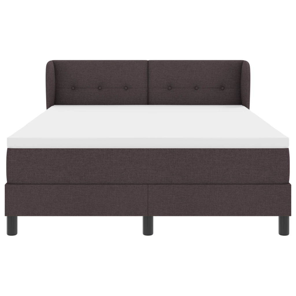 Letto Box con Materasso Marrone Scuro 140x200 cm Tessuto