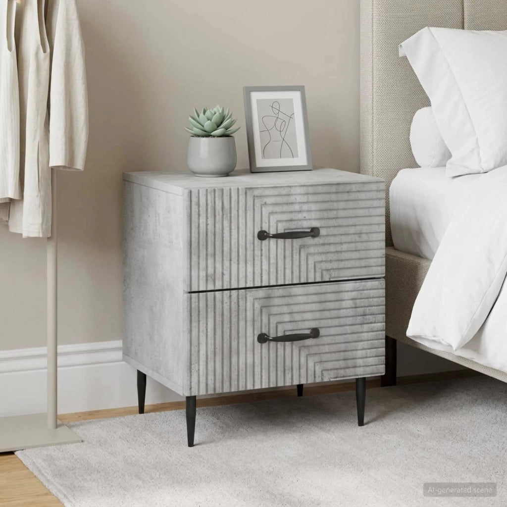 Armadio da Notte 2 pcs Grigio Cemento 43 x 34,5 x 47,5 cm 894762