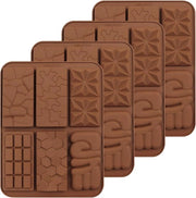 Mallen in Silicone per 4 pezzi per Snacks e Cioccolato - Forme Quadrangolari - Ideali per Biscotti e Cubetti di Ghiaccio - Materia: Silicone - Colore: Marrone
