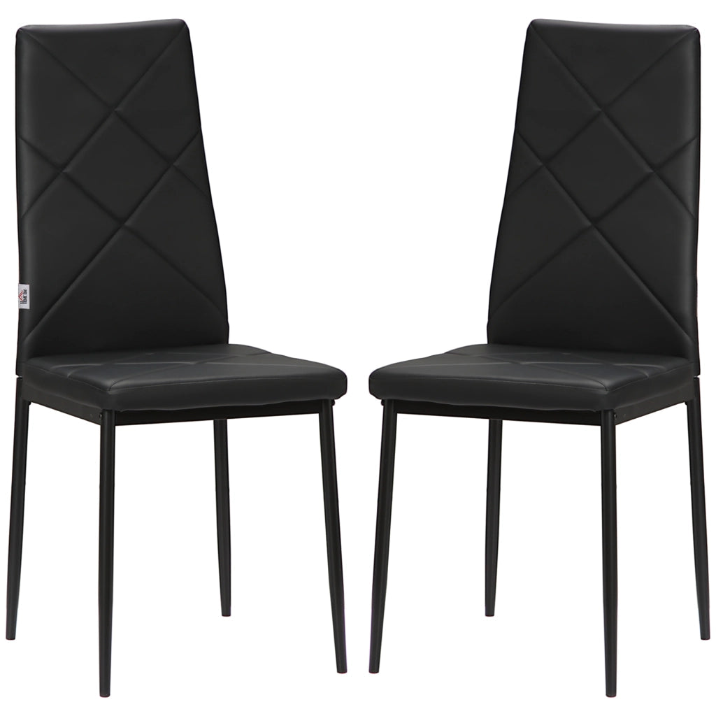 Set di 2 Sedie da Pranzo Moderne con Schienale Alto in Similpelle e Acciaio ¨C Zephmum ¨C Nero 41x50x97 cm