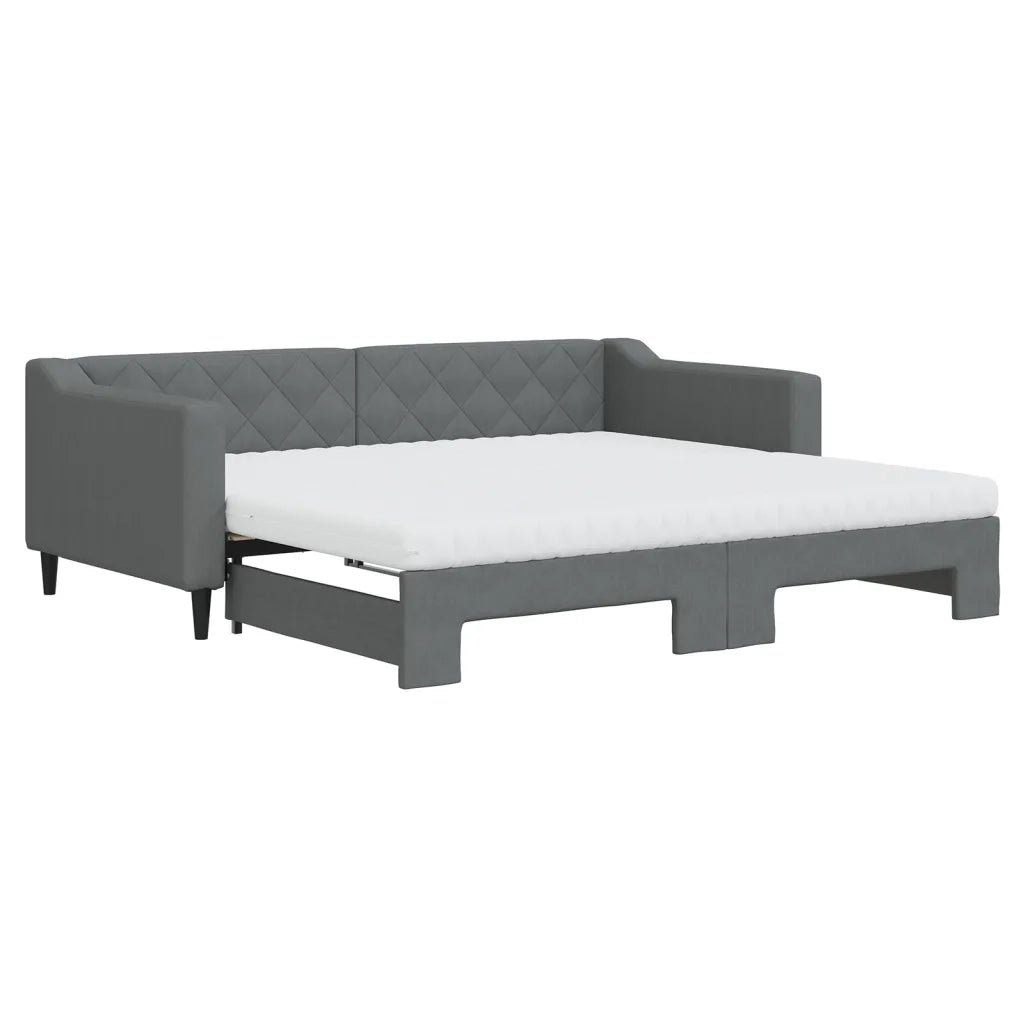 Divano Letto Estraibile Materassi Grigio Scuro 90x190cm Tessuto 3197455