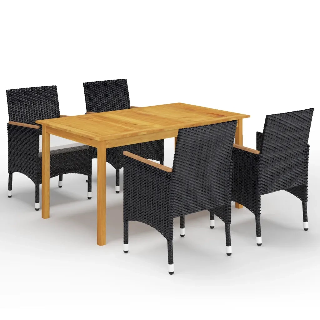 Set Mobili da Pranzo per Giardino 5 pz Nero cod mxl 41454