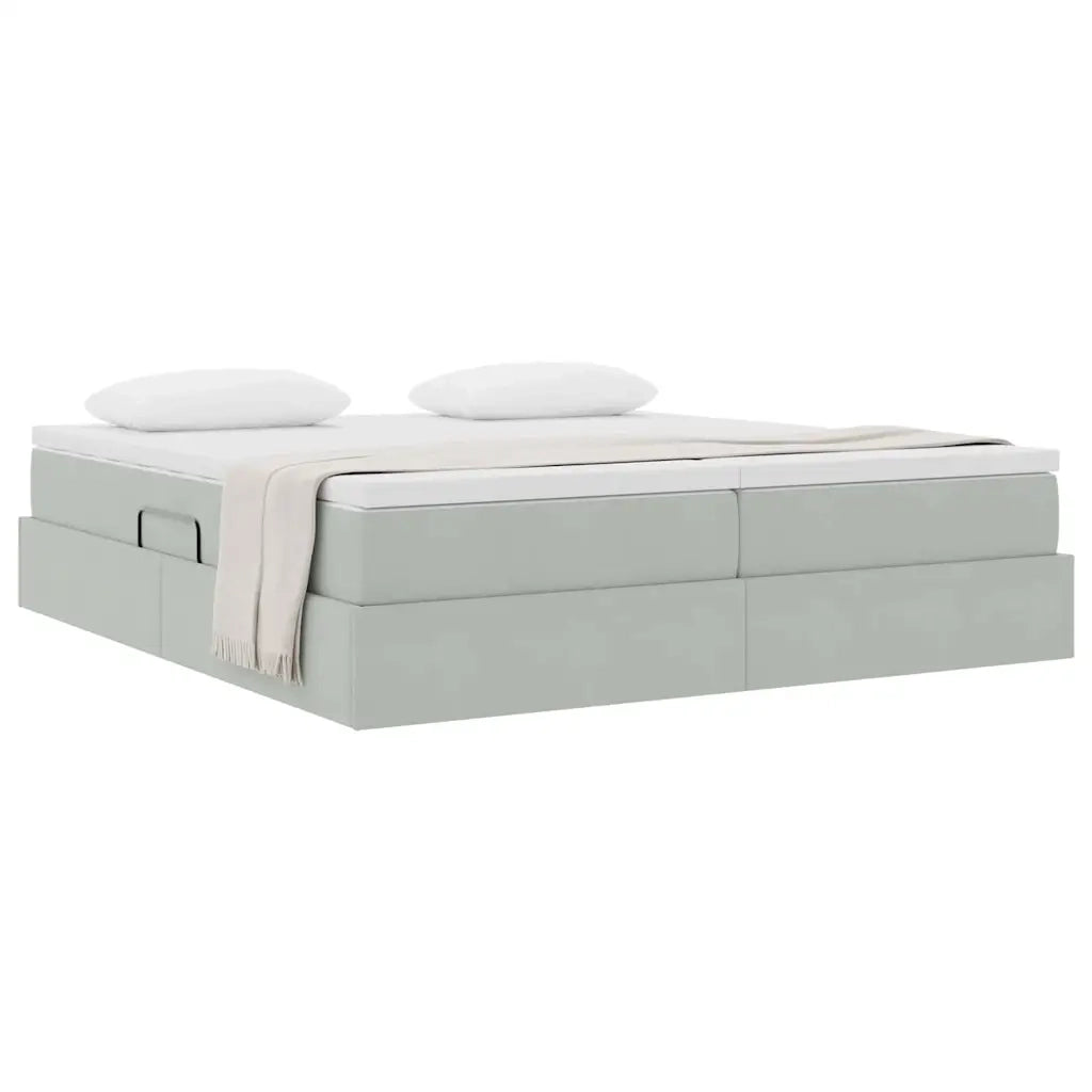 Letto con contenitore e materasso Grigio chiaro 200 x 200 cm 3370367