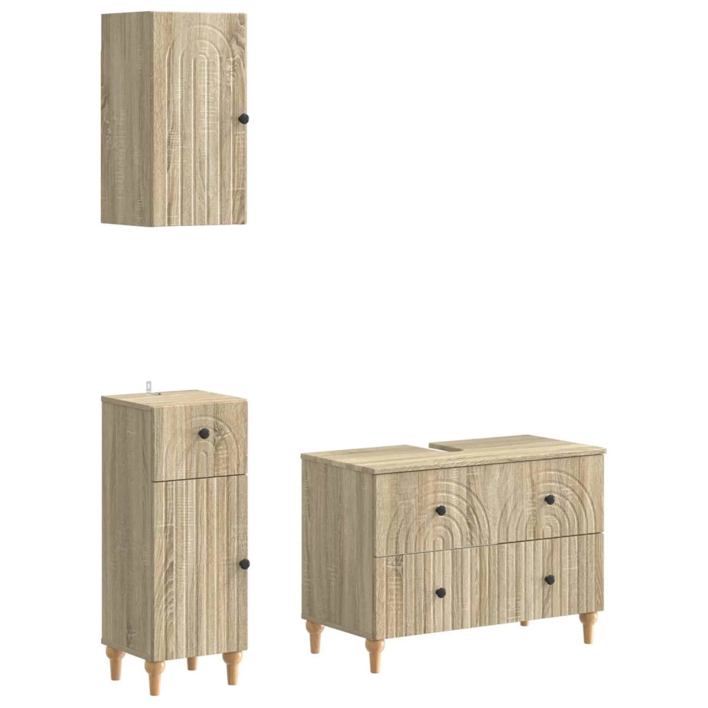 Set di armadietti da bagno in 3 pezzi ALKMAAR Rovere Sonoma 3417749