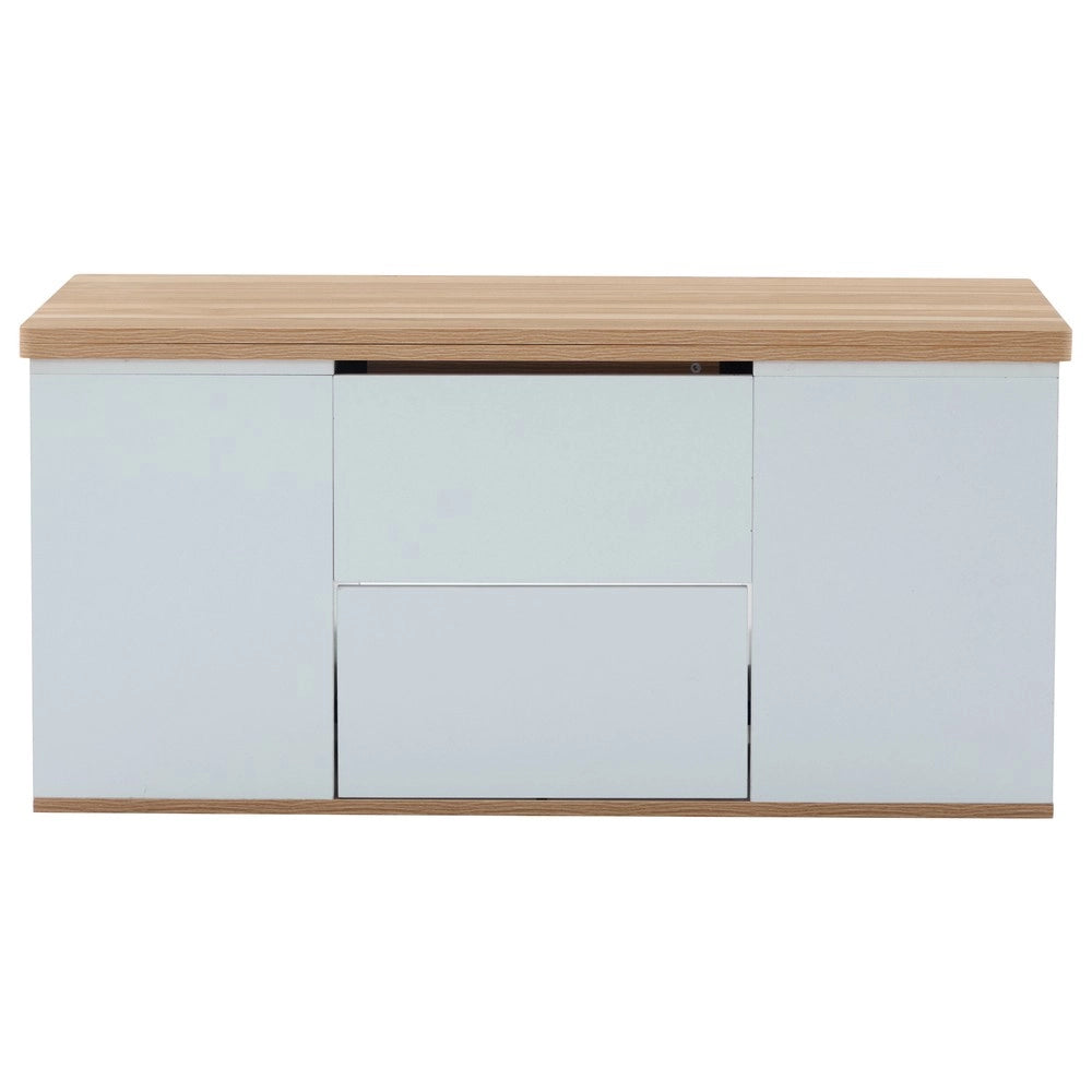 Tavolino da Caff¨¨ Multifunzione Alzabile ¨C MINIMAL ¨C Bianco/Legno Naturale, Moderno, Soggiorno