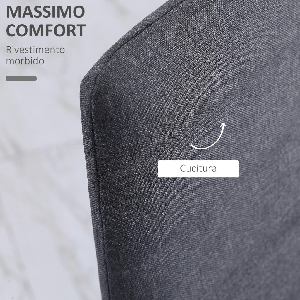 Set 4 Sedie Imbottite per Soggiorno o Sala da Pranzo, Sedie da Cucina Moderne, in Metallo e Tessuto Grigio
