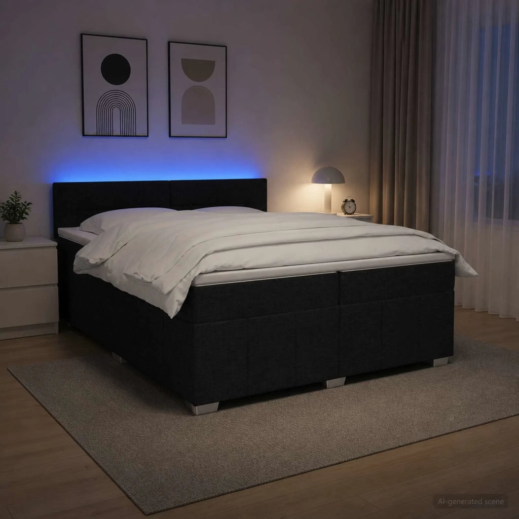 Letto box spring con materasso Nero 200 x 200 cm Tessuto 3452756