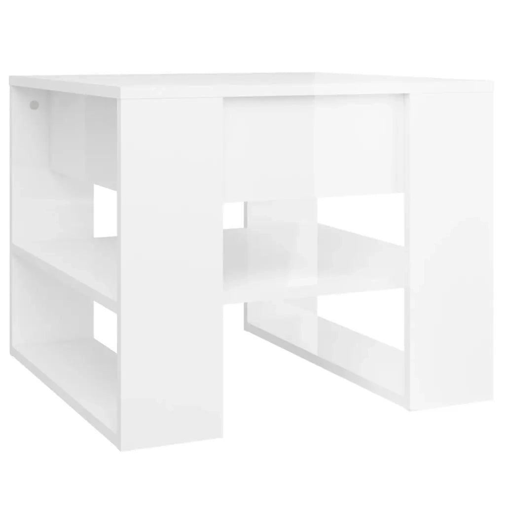 Tavolino Salotto Bianco Lucido 55,5x55x45 cm Legno Multistrato cod mxl 13126