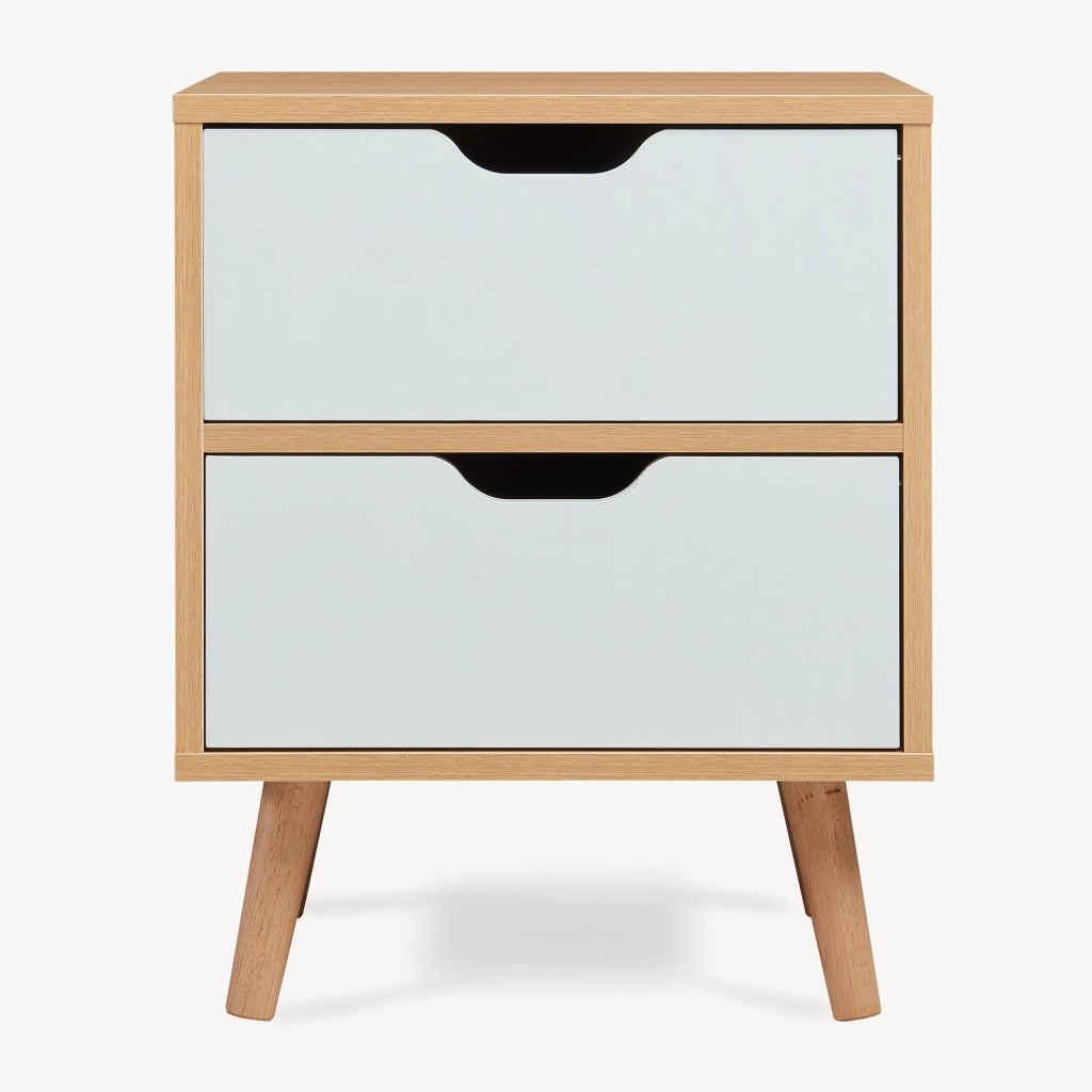 Comodino Bordkak con 2 Cassetti 50 x 40 x 30 cm - Effetto Rovere / Bianco [en.casa]