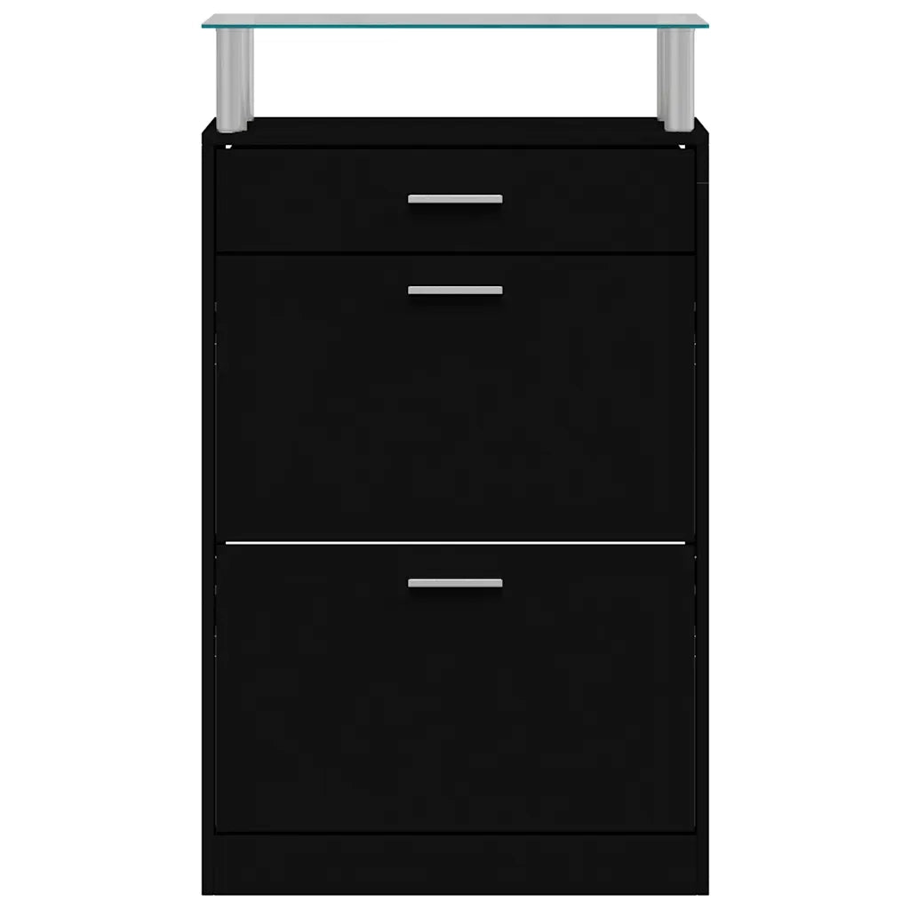 Scarpiera Nera 63x24x104 cm in Legno Multistrato
