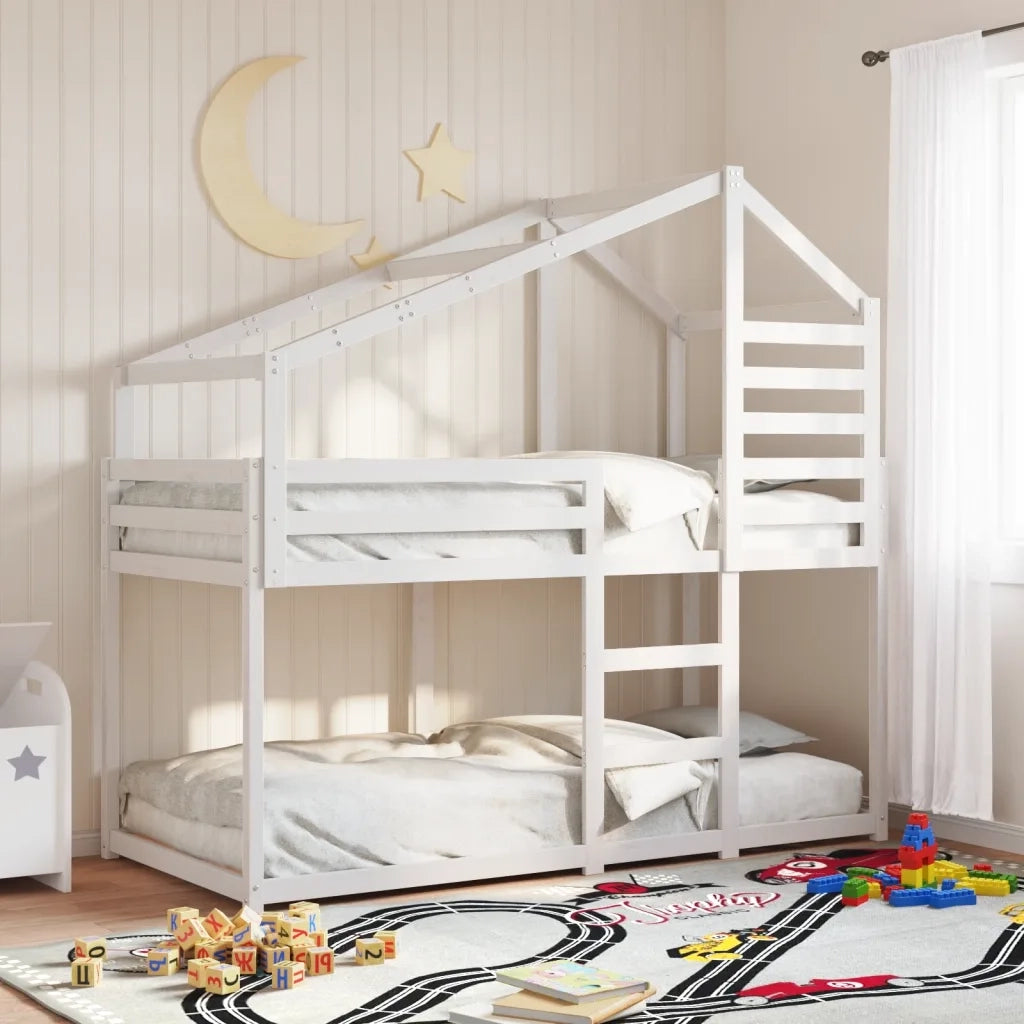 Letto a Castello senza Materasso Bianco 90x190cm Massello Pino 3281965