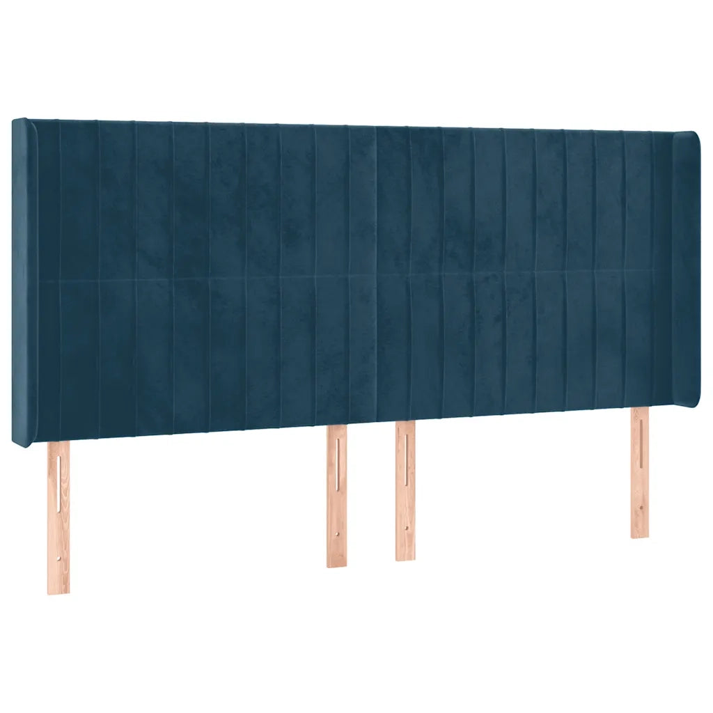 Testiera ad Orecchio Blu Scuro 203x23x118/128 cm in Velluto 3119888