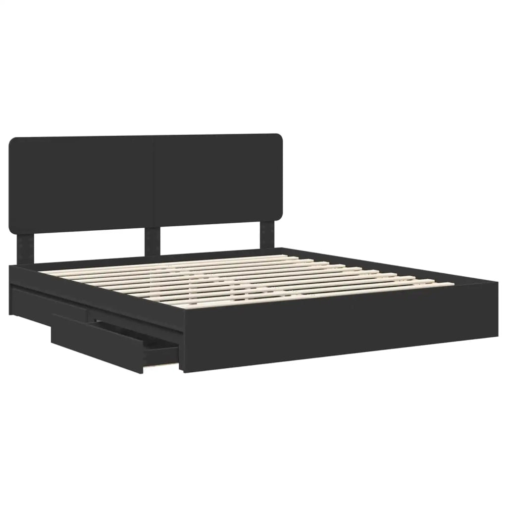 Letto con Contenitore Nero 200 x 200 cm Legno multistrato 3412652