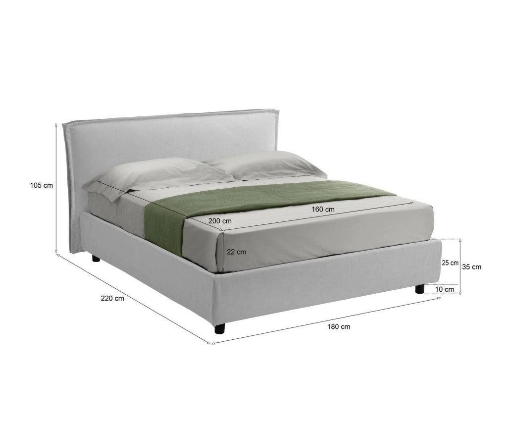 Letto Matrimoniale Brunate, Letto Matrimoniale Materasso Incluso Made in Italy, Bianco