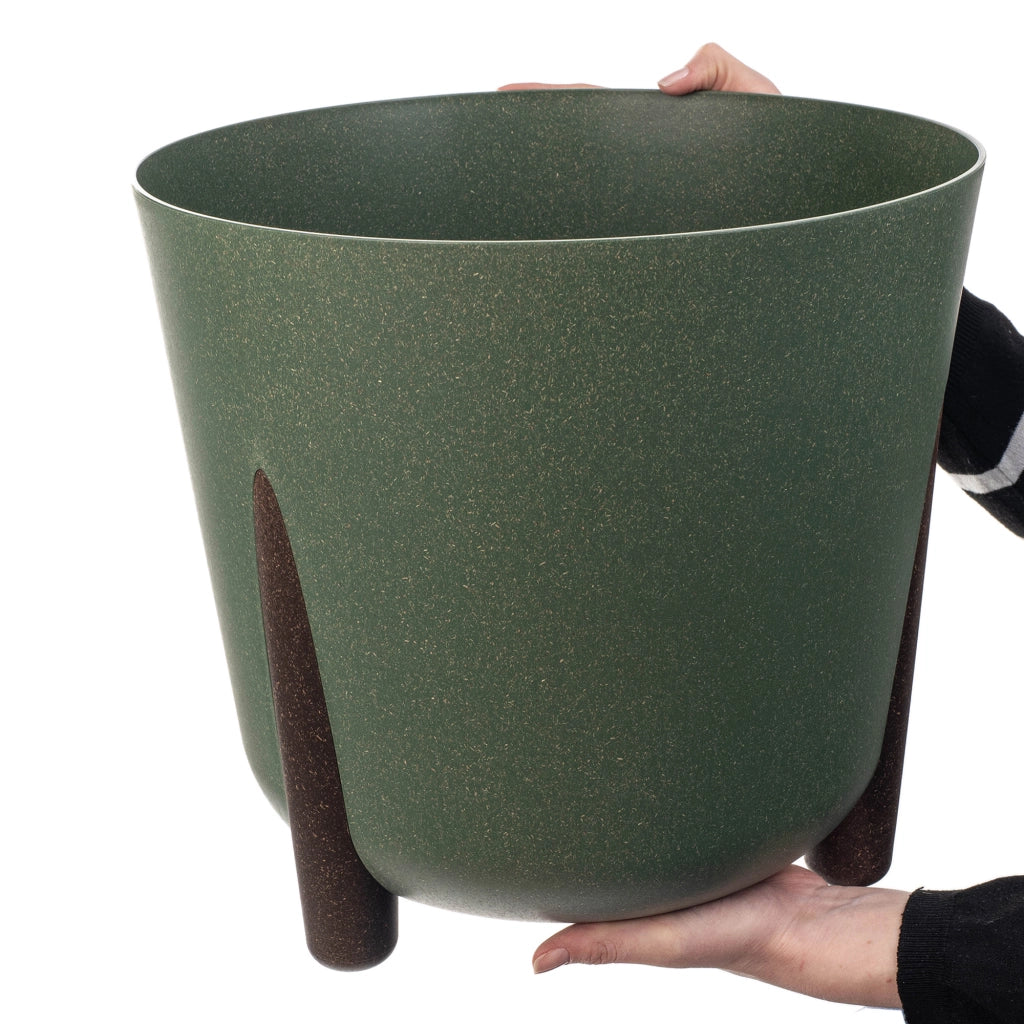 Vaso da fiori KADAX, coprivaso, con gambe, con inserto, moderno, verde, 34 cm