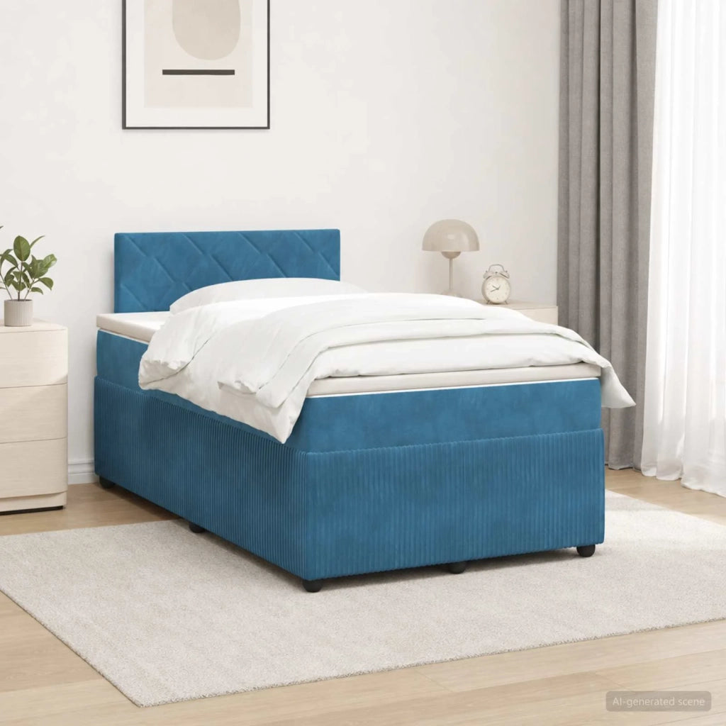 Letto box spring con materasso Blu 120 x 190 cm Velluto 3453111