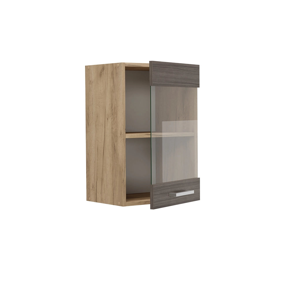 Mobile da cucina in vetro R-Line Grigio nobile/Rovere dorato 40 cm Vicco
