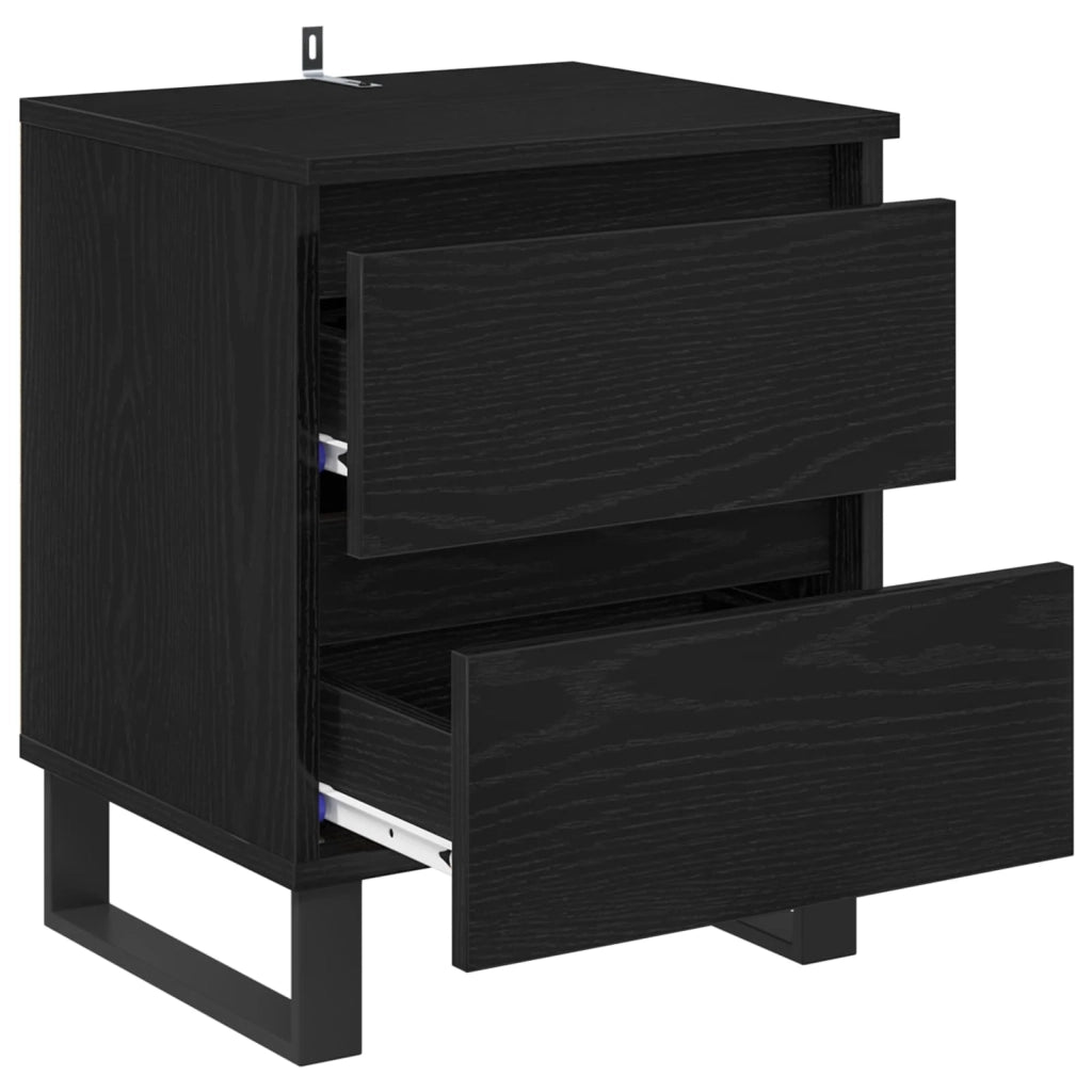 Armadio da Notte con cassetto 2 pcs Rovere Nero 40 x 35 x 50 cm