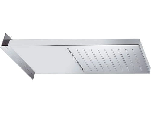 Soffione doccia a parete in acciaio inox lucidato a specchio 2 getti, normale o cascata.