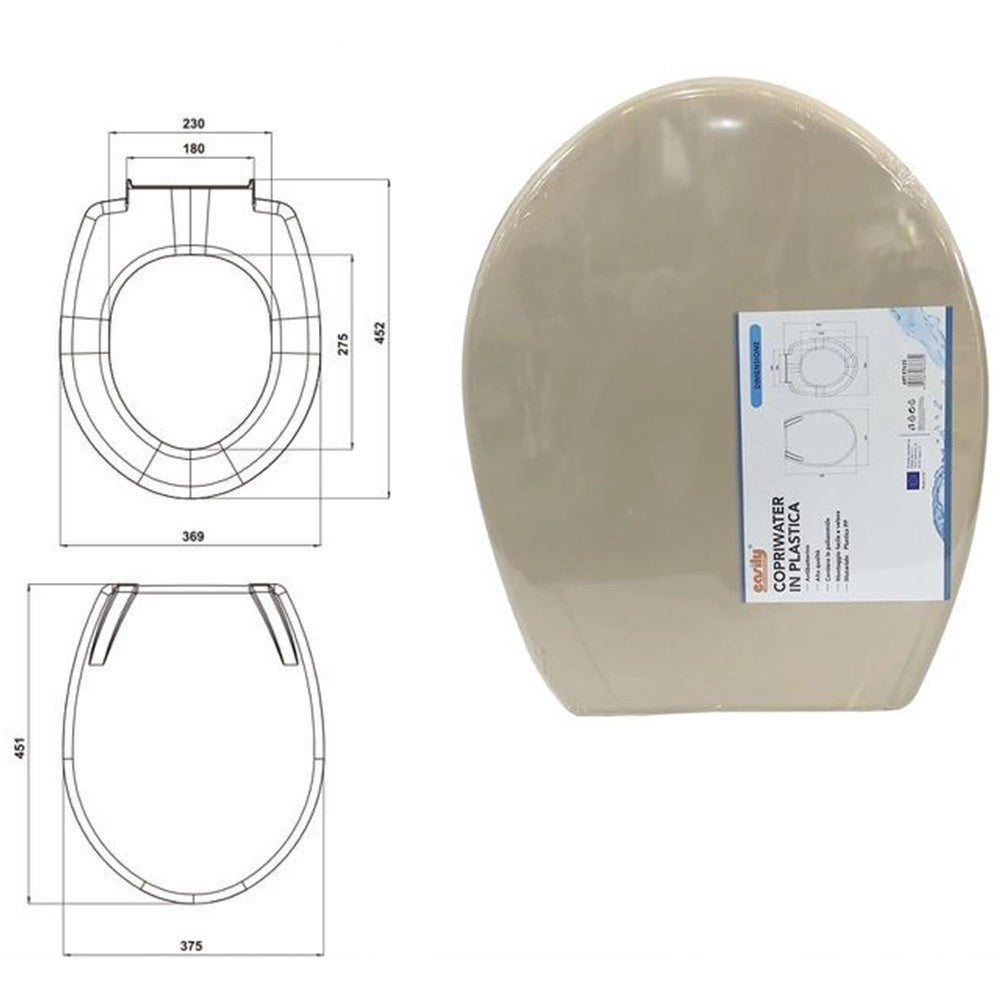 Trade Shop - Copriwater Sedile Copri Wc Water Bagno In Plastica Coprivaso Magnolia Beige 87633 -