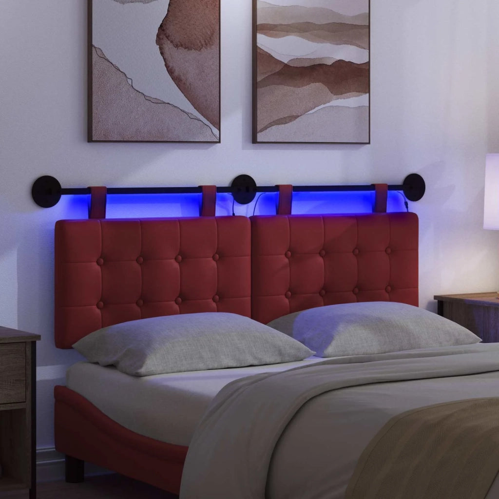 Testiera | Testata sospesa Con luce LED Rosso Vino Similpelle