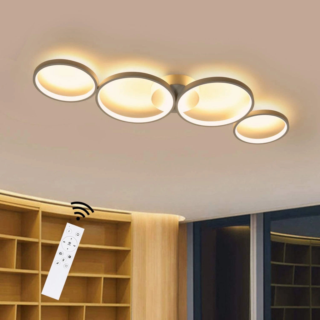 ZMH Lampada da soffitto LED moderna 4 anelli fiamma telecomando per soggiorno