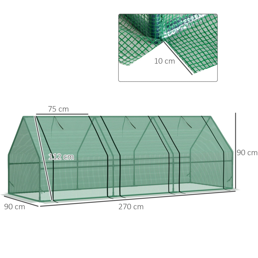 Serra da balcone invernale con finestra a zip ¨C zephmum ¨C 270x90x90 cm