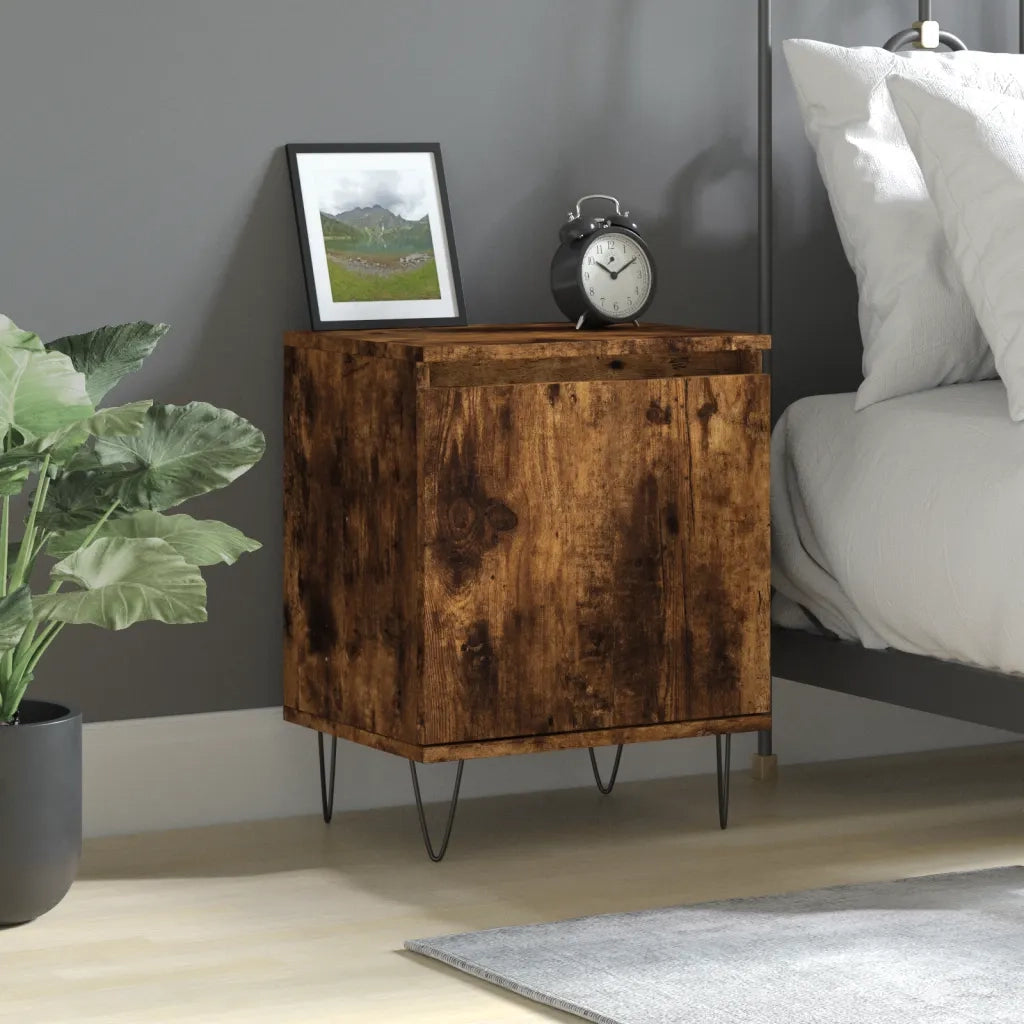 Comodino Rovere Fumo 40x30x50 cm in Legno Multistrato 826838