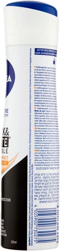 NIVEA DEODORANTE SPRAY BLACK&WHITE INVISIBLE ULTIMATE IMPACT 48H DI PROTEZIONE - 150 ML