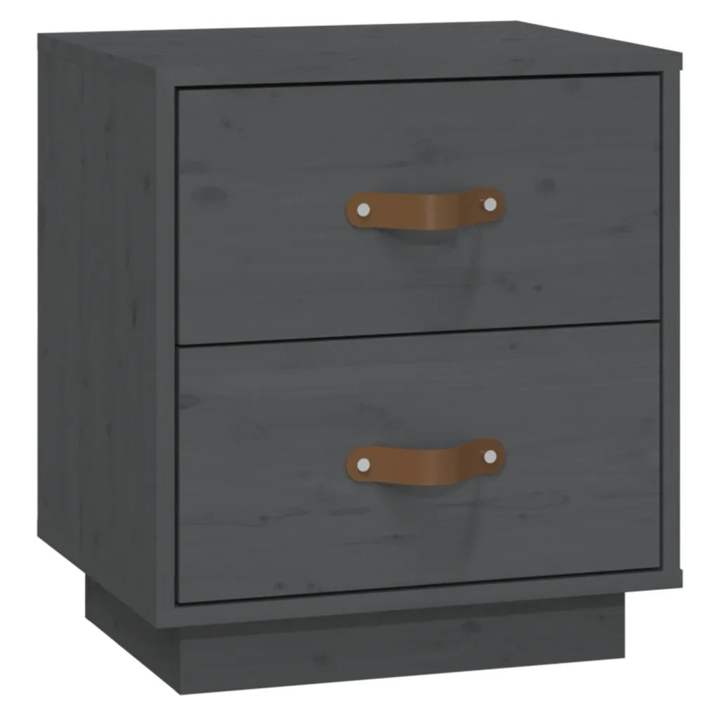 Comodini Grigi 2 pz-Set di 2 Tavolino da notte 40x34x45 cm in Legno Massello di Pino 310406