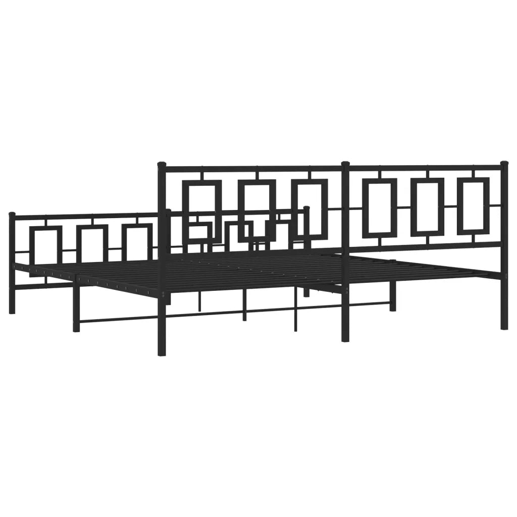 Giroletto con Testiera e Pediera Metallo Nero 193x203 cm 374265