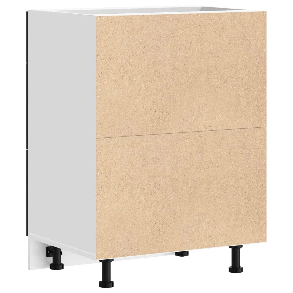 Base per Cucina con cassetto-Mobile Base da Cucina Riga Rovere Nero 60 x 46 x 81,5 cm