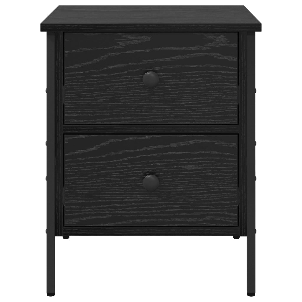 Mobiletto Comodino Nero di Quercia 40x42x50 cm in Legno Ingegnerizzato