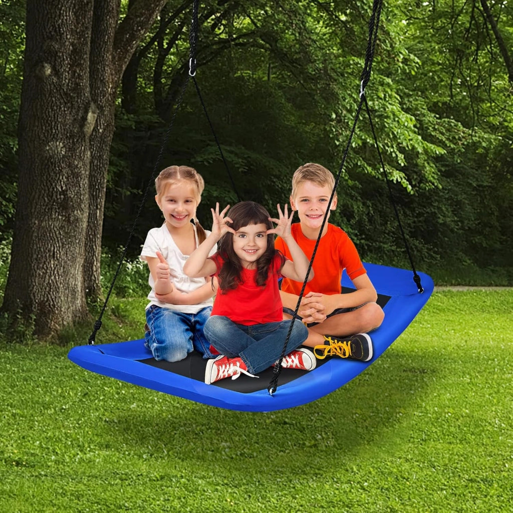 Altalena con corde regolabili, altalena per bambini e adulti, 150 cm x 80 cm, altalena da giardino fino a 150 kg, per interni ed esterni (blu)