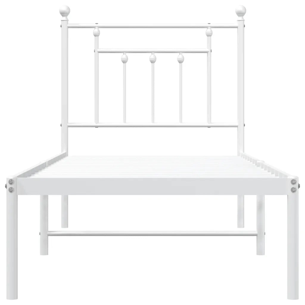 Giroletto senza Materasso con Testiera-Struttura Letto Metallo Bianco 75x190 cm 296813