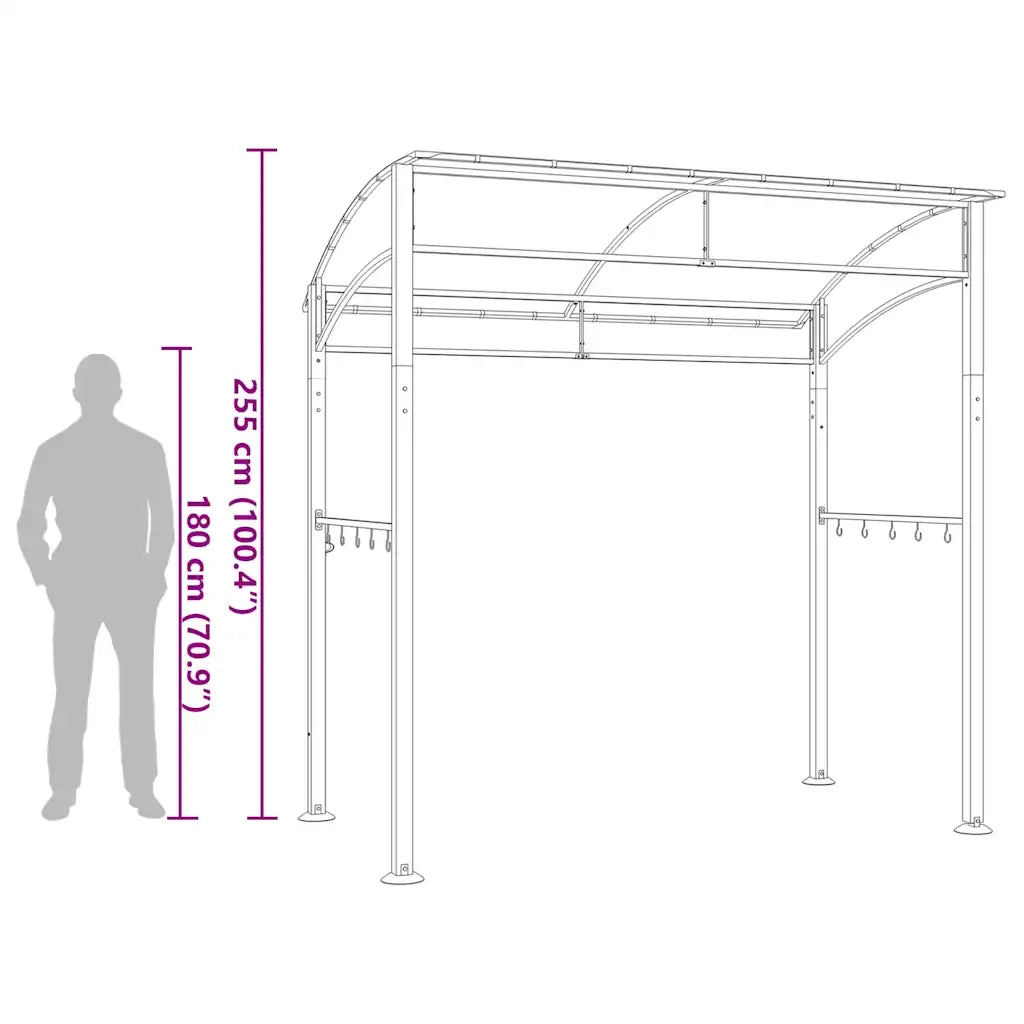 Gazebo per Barbecue 215x150x220 cm Antracite in Acciaio