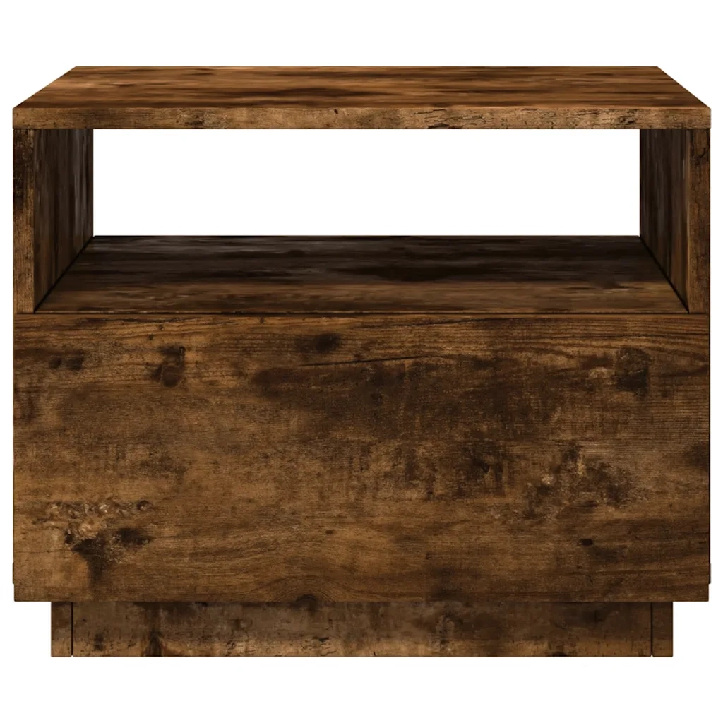 Tavolino da salotto | Tavolino da caff¨¨ | Tavolino da Soggiorno con Luci LED Rovere Fumo 50x49x40 cm