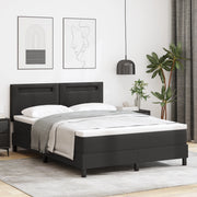 Letto con rete a molle e materasso nero 140x190 cm in pelle sintetica