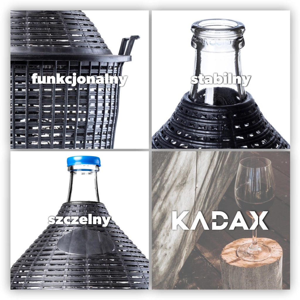 KADAX Lady's Balloon Bottiglia da 10 litri per vino e liquore in un cestino Gallone da vino con tappo
