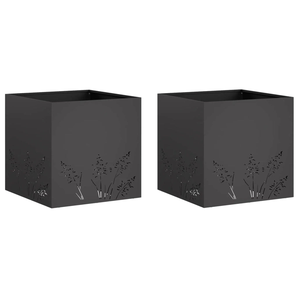 Vaso da giardino 2 pz Nero 50 x 50 x 49 cm 8005793