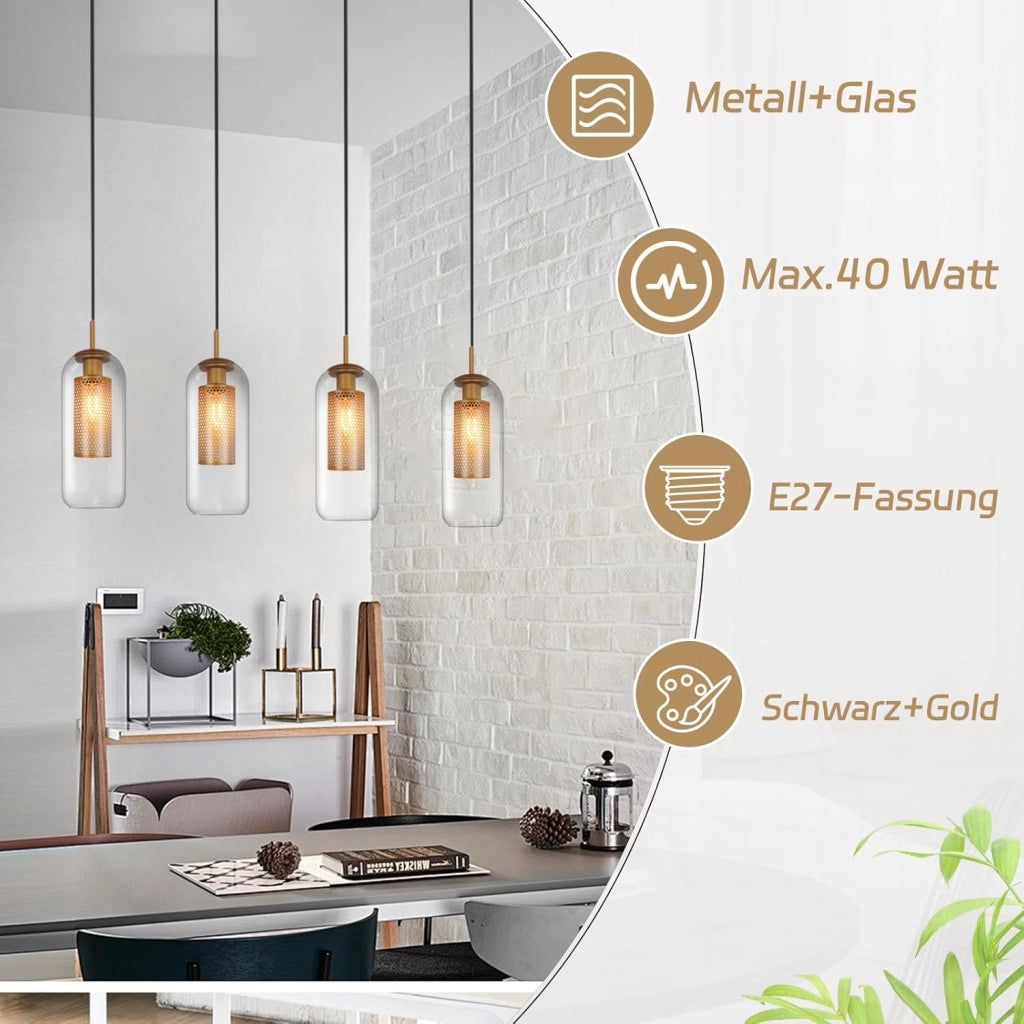 Lampada a sospensione ZMH vintage 1 fiamma Lampada a sospensione nera Lampada a sospensione Altezza regolabile E27
