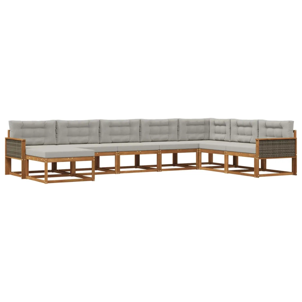 Set di divani da esterno 8 pz Naturale e Grigio Chiaro 3382799