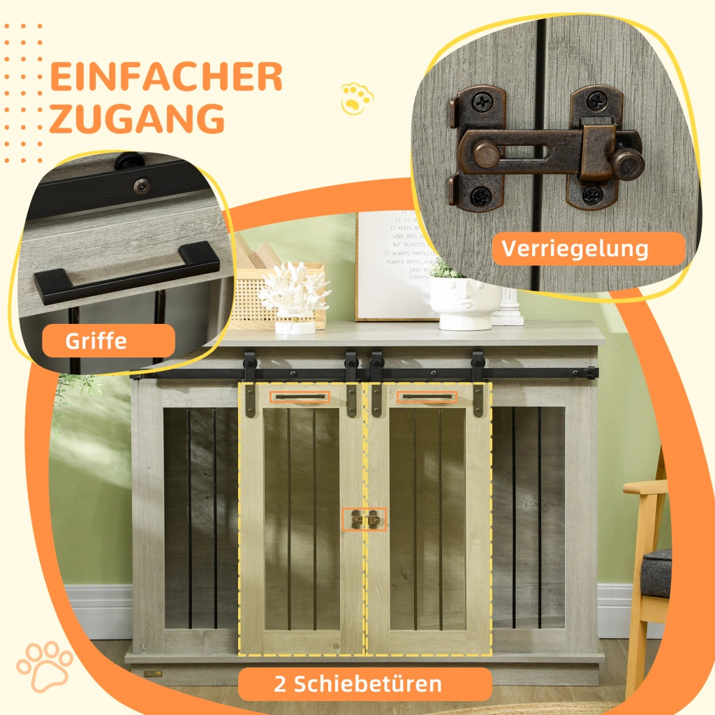 Gabbia per cani ¨C zephmum ¨C Grigio, 2 porte, design rustico
