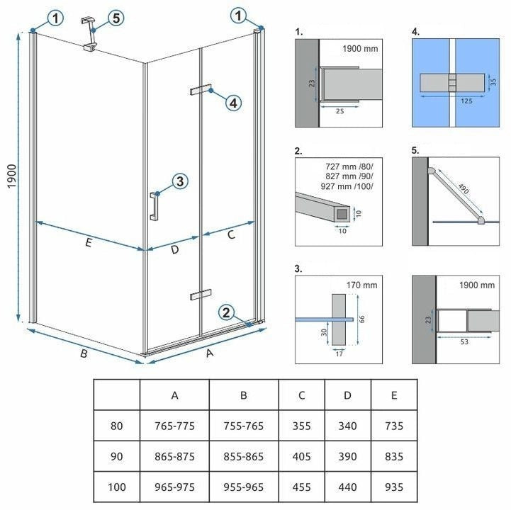 Cabina Doccia Rea Molier Chrom 100x80