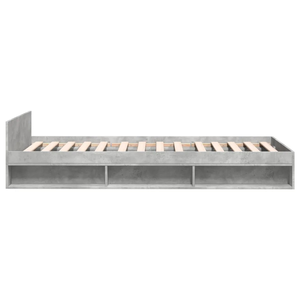 Letto singolo | Letto per adulti | Giroletto Cassetto Grigio Cemento 90x200 cm Legno Multistrato
