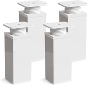 Set di 4 Supporti Regolabili per Mobili Bianchi 80mm Quadrati per Armadi e Cassetti