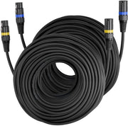 Cavo XLR 30,48m, 2 pezzi, isolato, bilanciato, 3-pin, maschio/femmina, connettori dorati, ideale per illuminazione di palco, microfoni, amplificatori, mixer e sistemi di diffusione audio