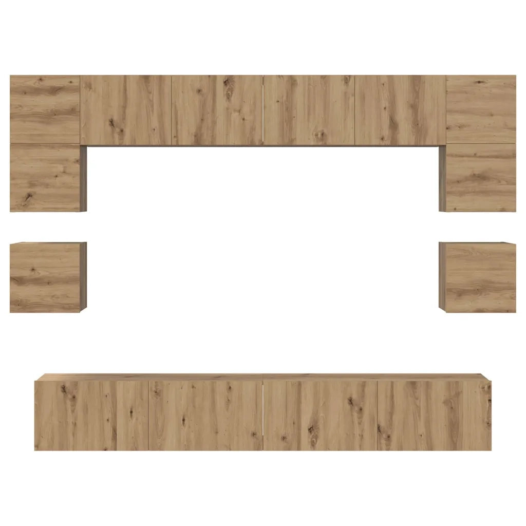 Set mobile TV 8 pcs Rovere artigianale Legno multistrato 3393323