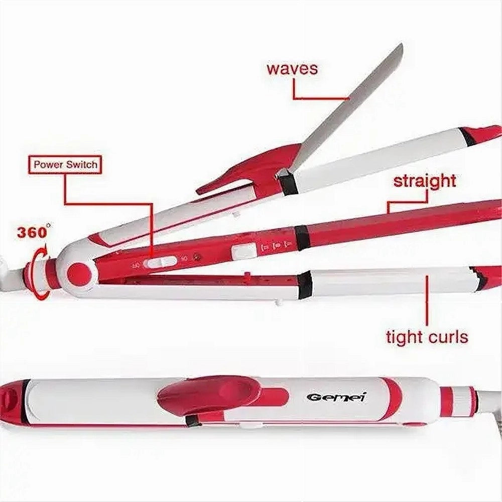 Trade Shop - Piastra Capelli Ferro Arricciacapelli Professionale Multistyler 3 In 1 Gm-1958 -